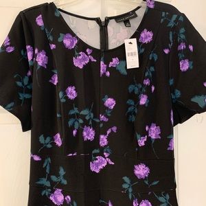 Brand new black dress with purple flowers